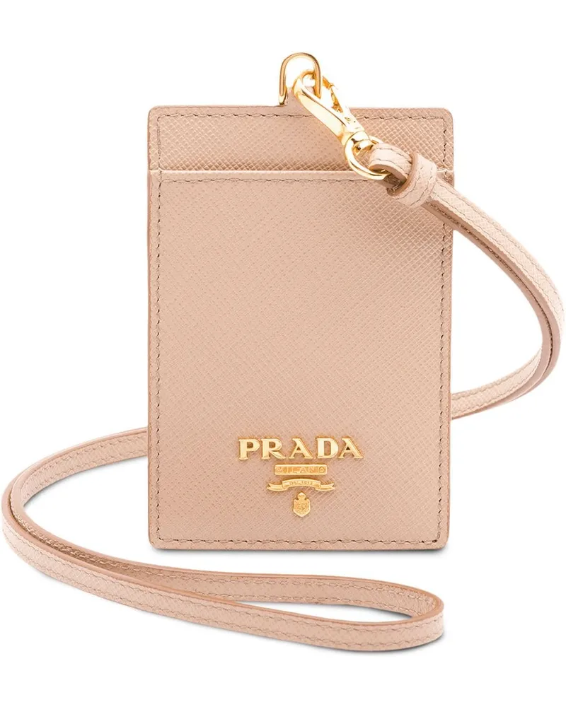 Prada Kartenetui mit Schlüsselanhänger - Nude Nude