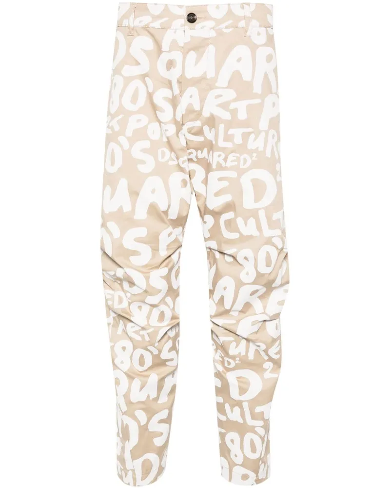 Dsquared2 Tapered-Hose mit Logo-Print - Nude Nude