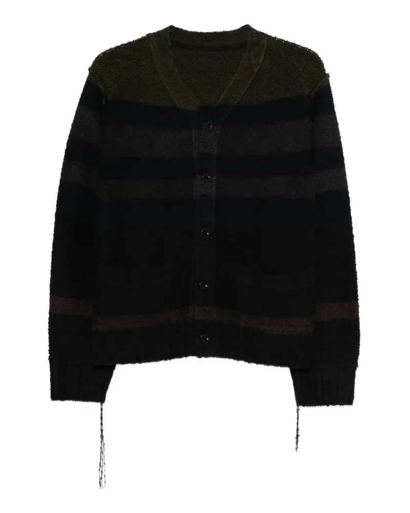 Sacai striped pocket cardigan - Schwarz Schwarz