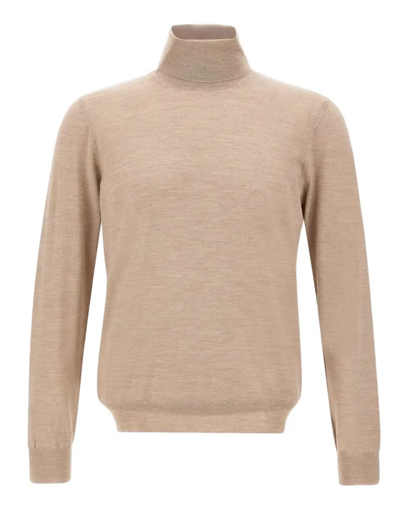 Gran Sasso Gerippter Pullover mit Stehkragen - Nude Nude