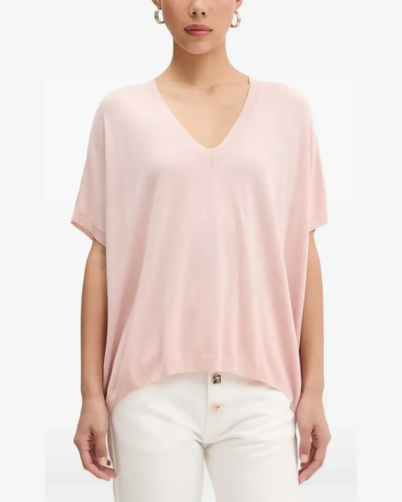 VICOLO fine-knit V-neck T-shirt - Rosa Rosa