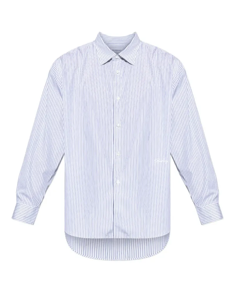Burberry vertical-stripe logo-embroidered shirt - Weiß Weiß