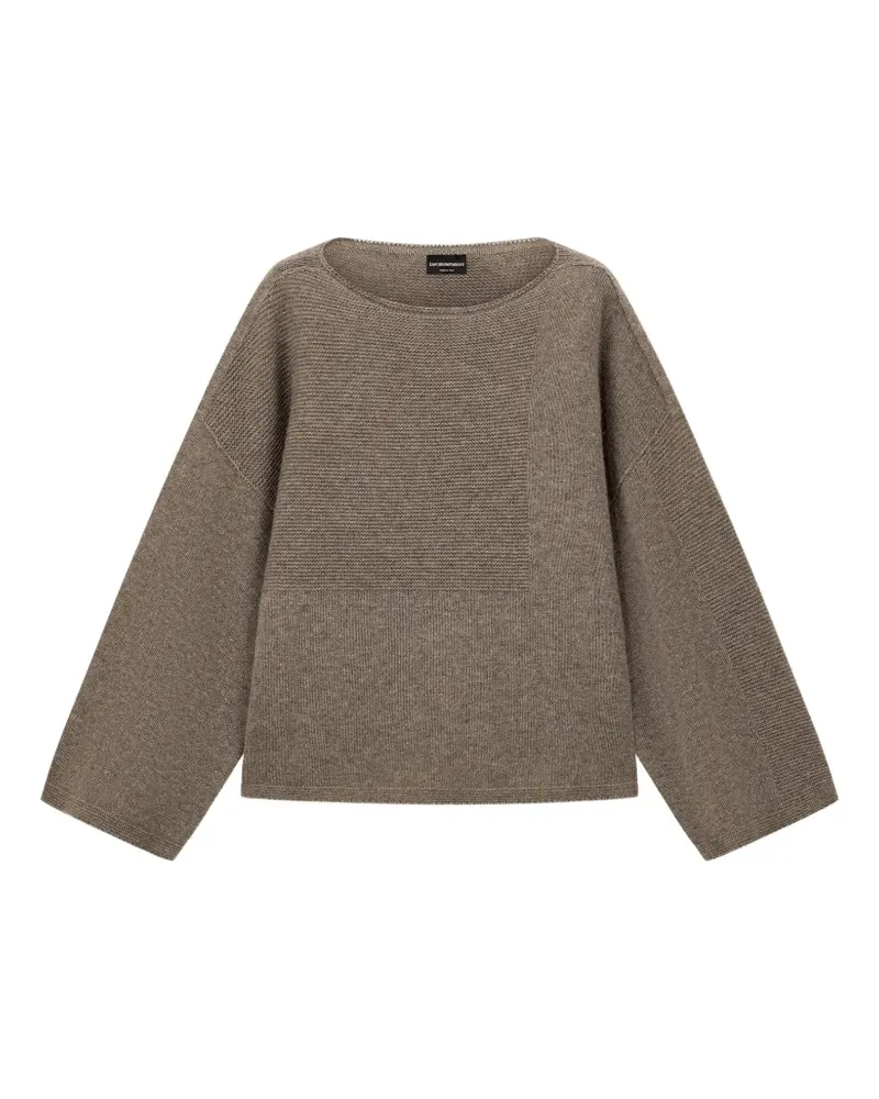 Emporio Armani Fein gestrickter Pullover mit tiefen Schultern - Grau Grau
