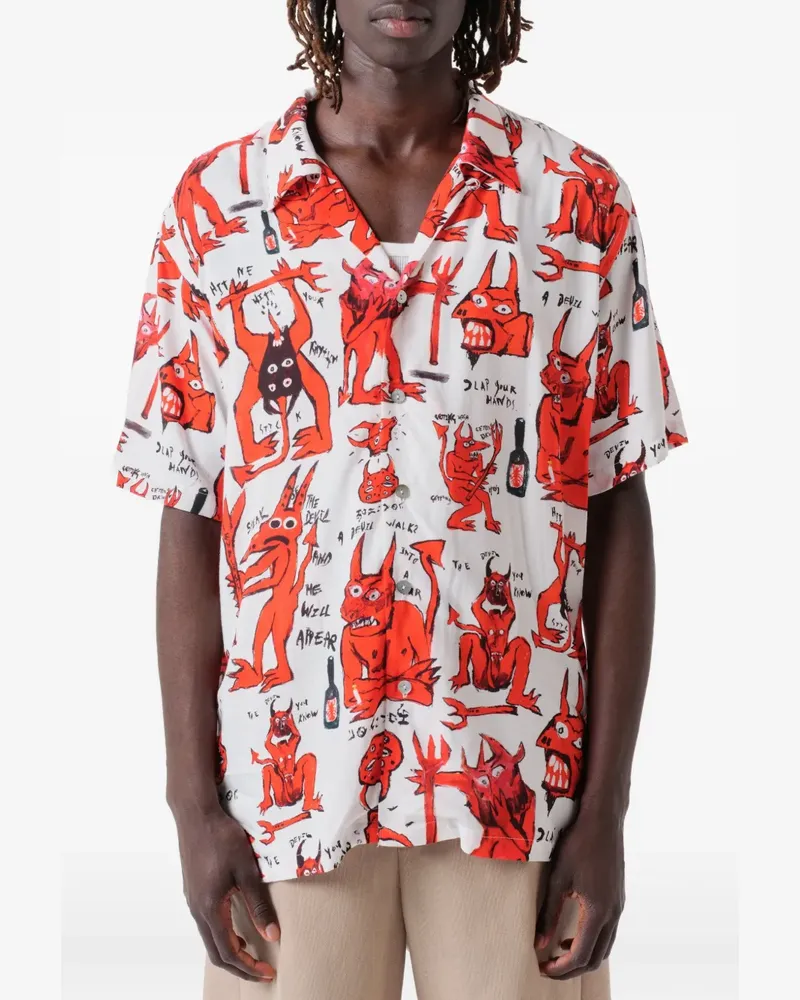 ENDLESS JOY Devil Hemd mit grafischem Print - Weiß Weiß
