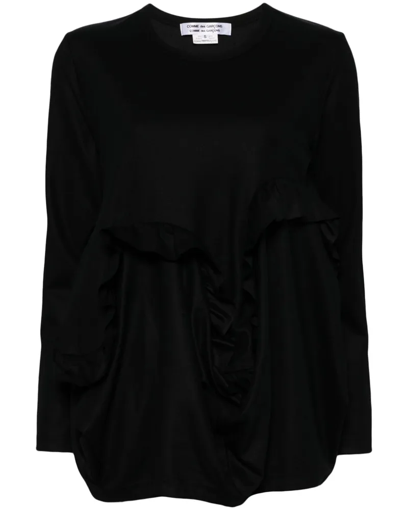 Comme des Garçons Gerüschtes T-Shirt - Schwarz Schwarz