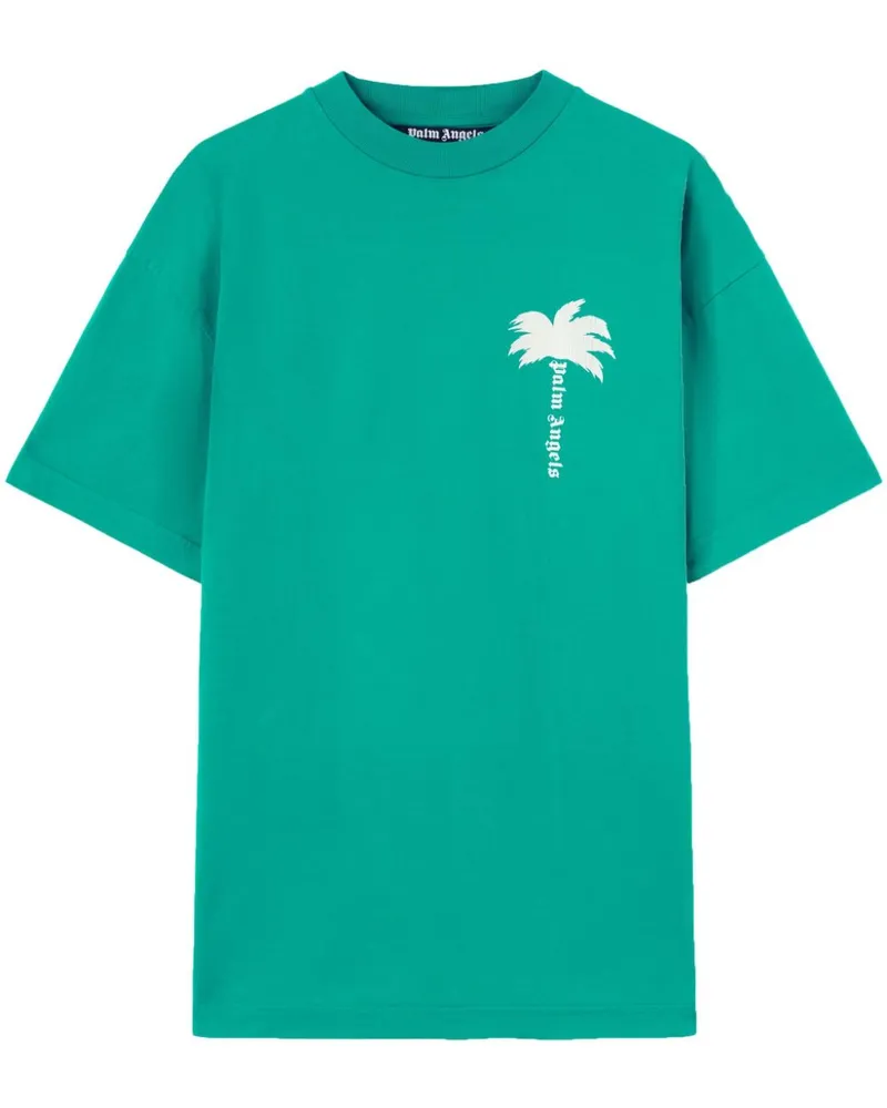 Palm Angels T-Shirt mit Palmen-Print - Grün Grün