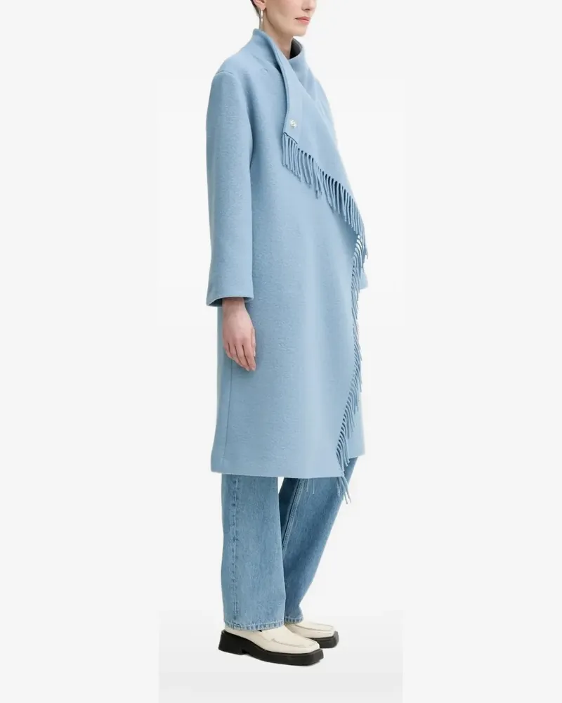 IRO Asymmetrischer Mantel mit Fransen - Blau Blau