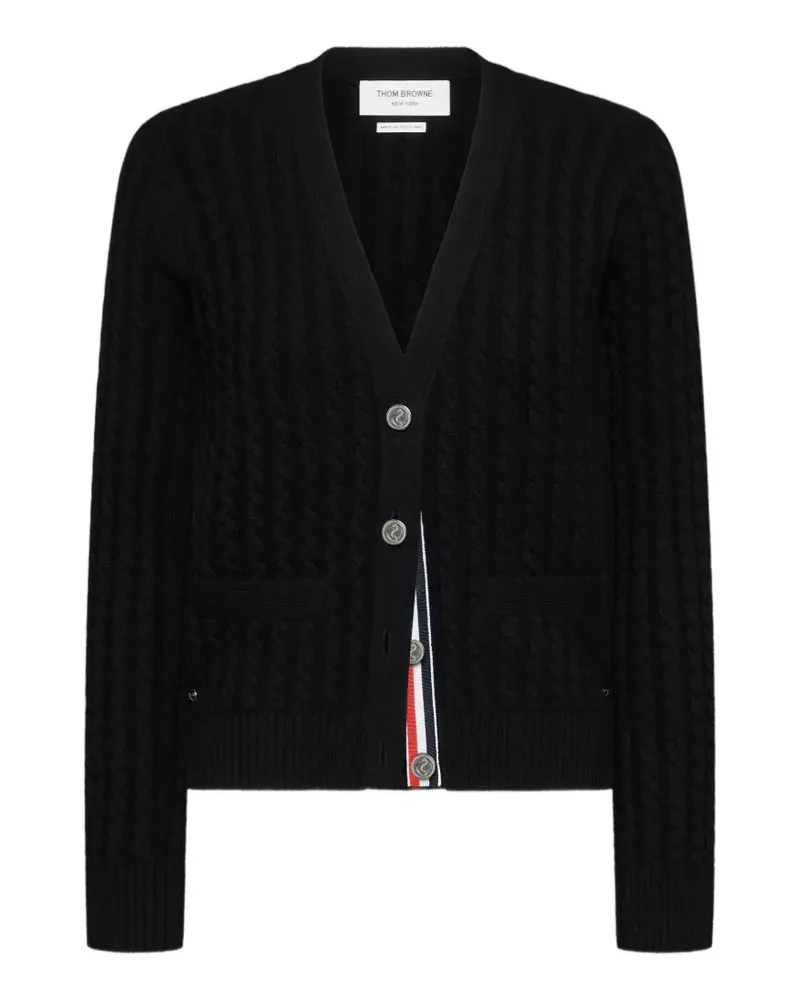 Thom Browne Kaschmircardigan mit Ziernähten - Schwarz Schwarz