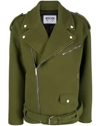 Moschino Bikerjacke mit fallendem Revers Grün