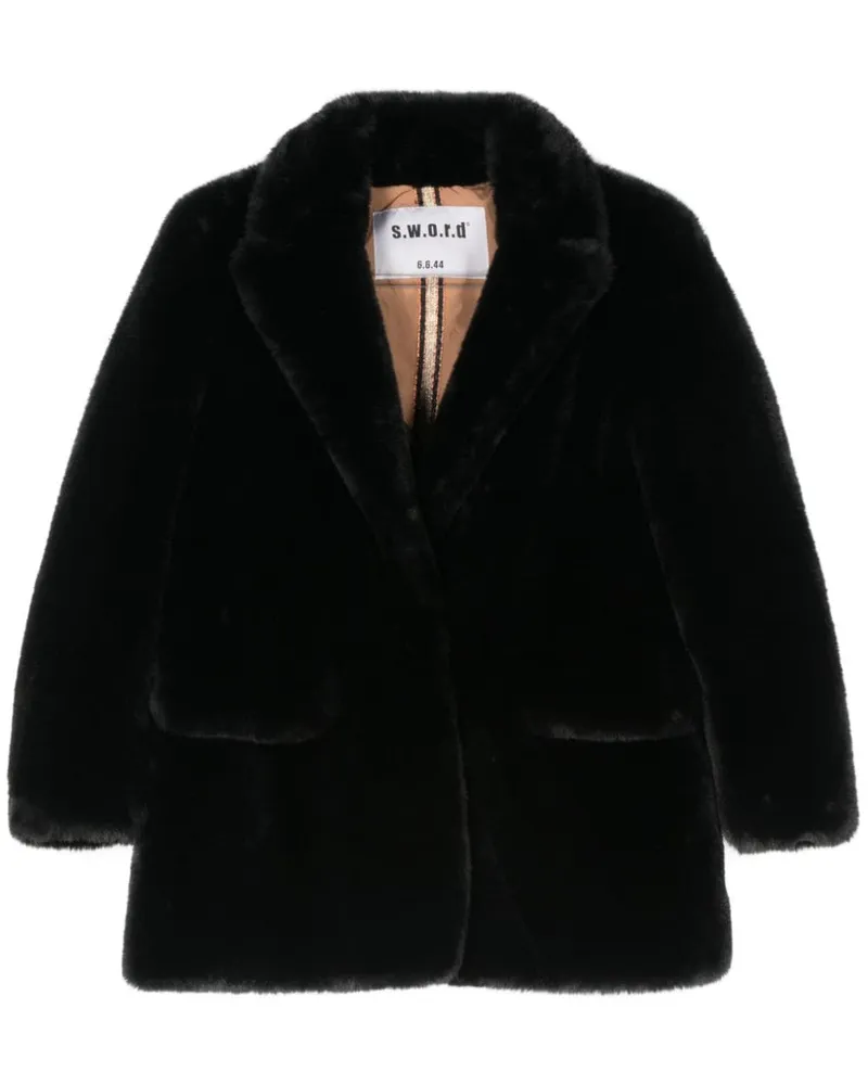 s.w.o.r.d 6.6.44 Mantel aus Faux Fur Schwarz