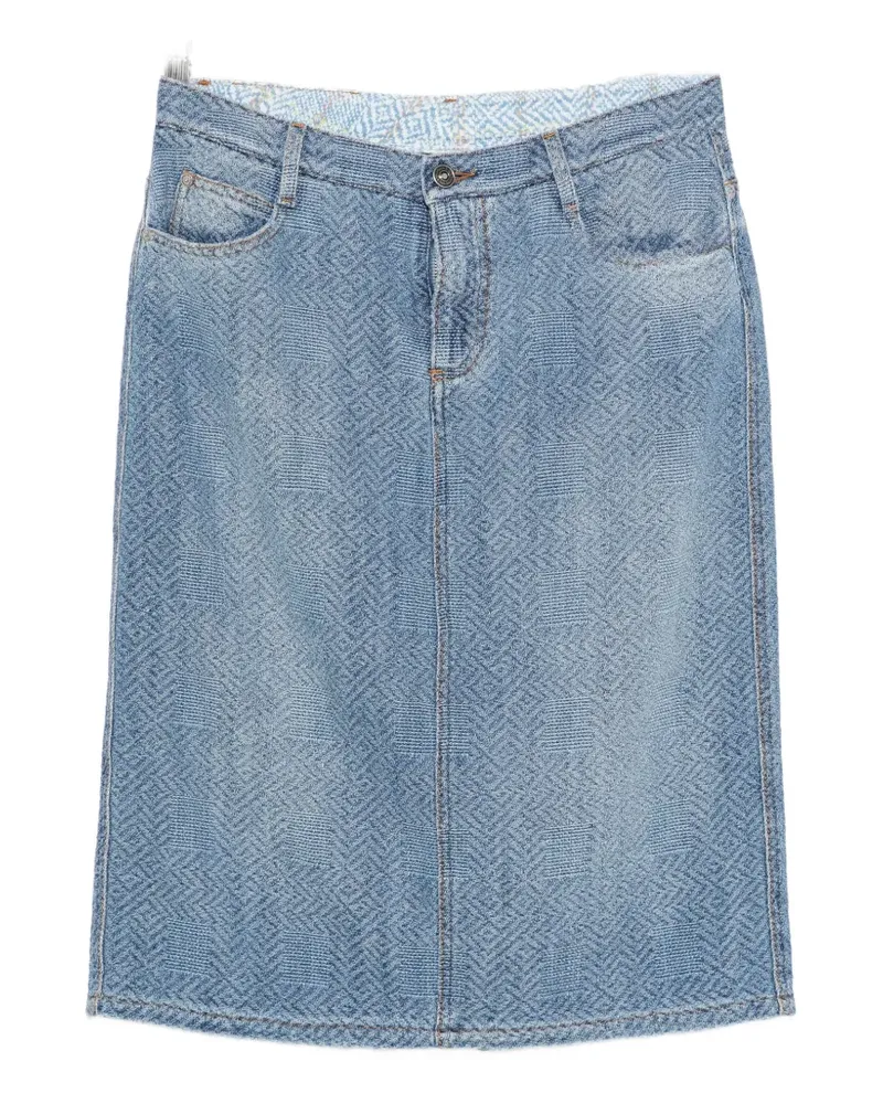 Ermanno Scervino herringbone-pattern midi denim skirt - Blau Blau