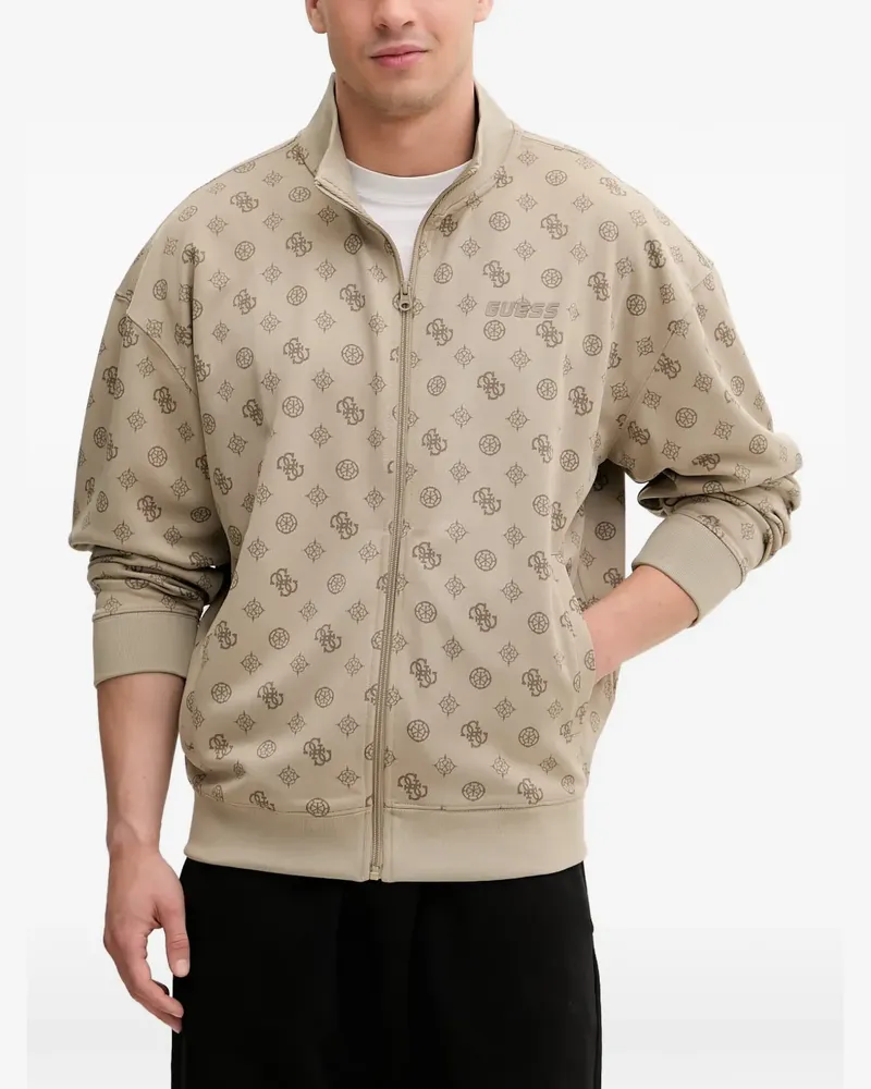 Guess monogram-print zip-up sweater - Nude Nude