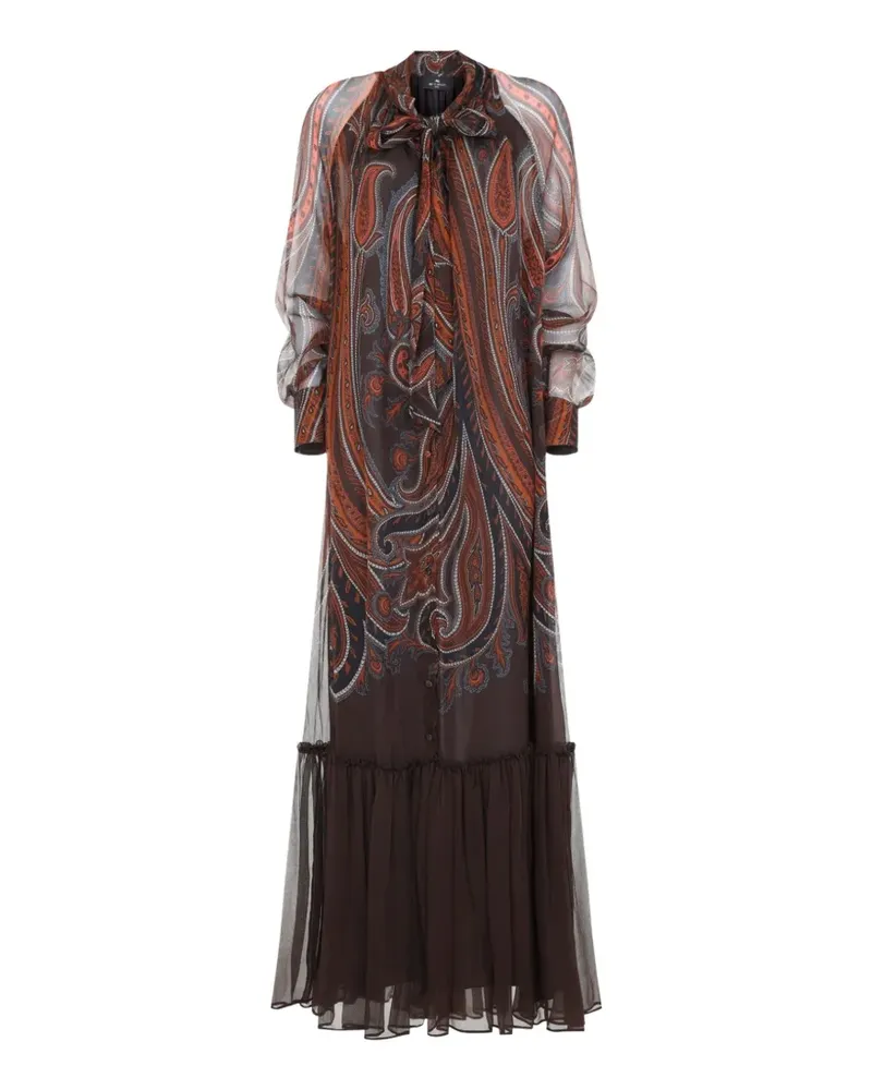 Etro Maxikleid mit Paisley-Print und Schluppe - Braun Braun