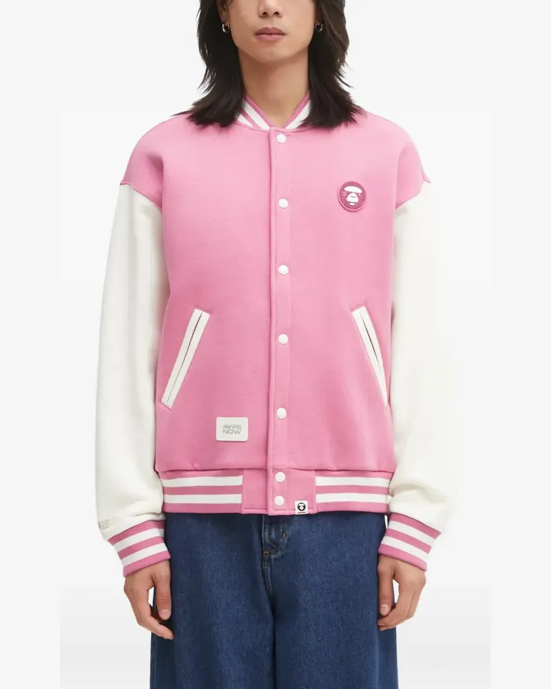 BAPE Bomberjacke mit Knopfverschluss und gestreiftem Saum - Rosa Rosa