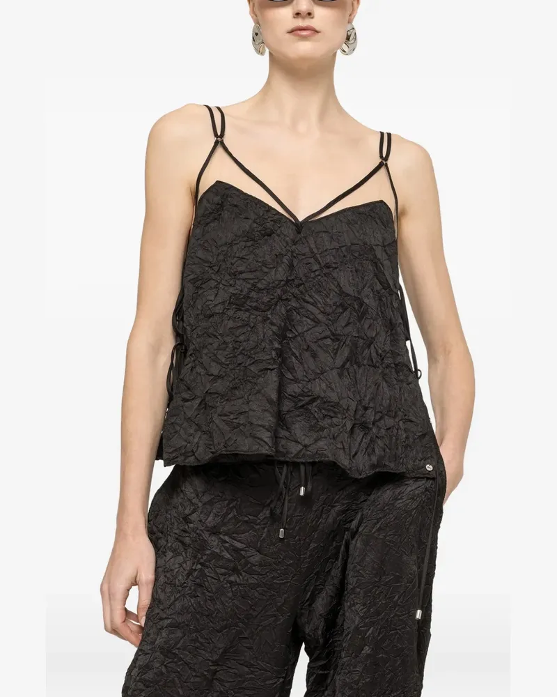 NISSA crinkle-effect top - Schwarz Schwarz