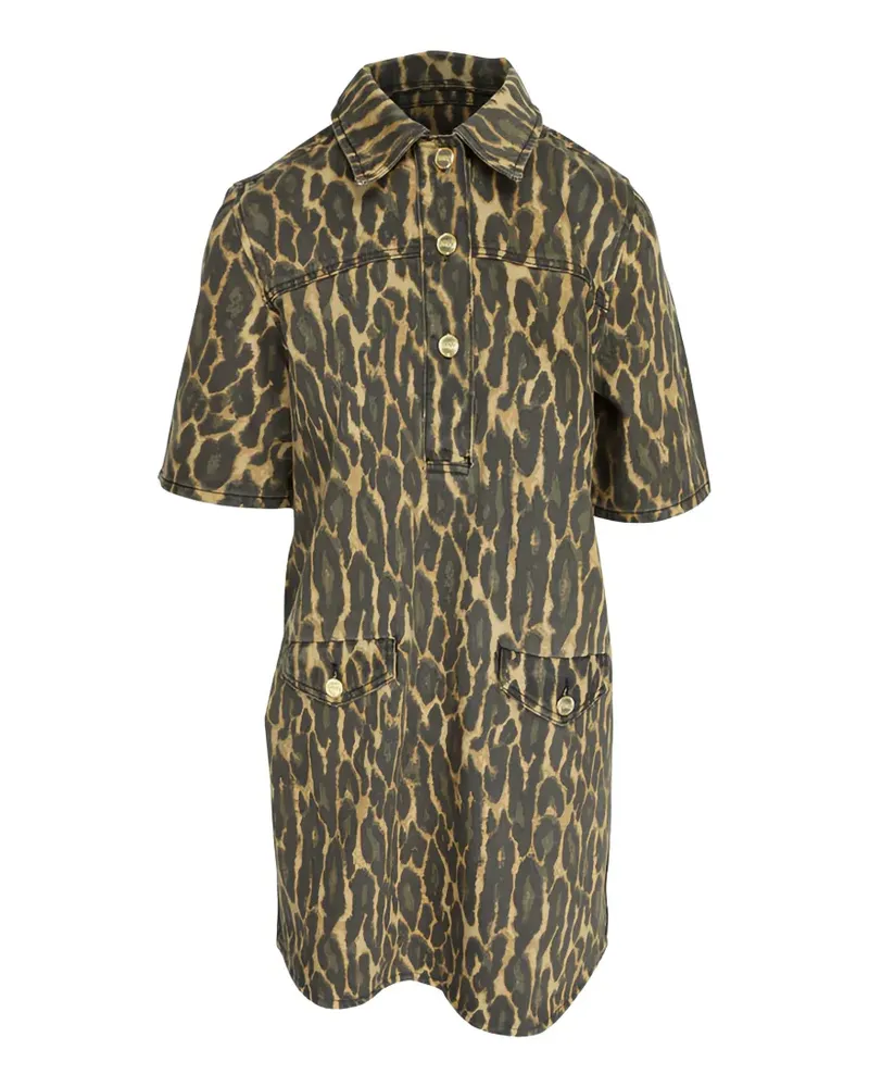 Ganni Minikleid mit Animal-Print - Braun Braun