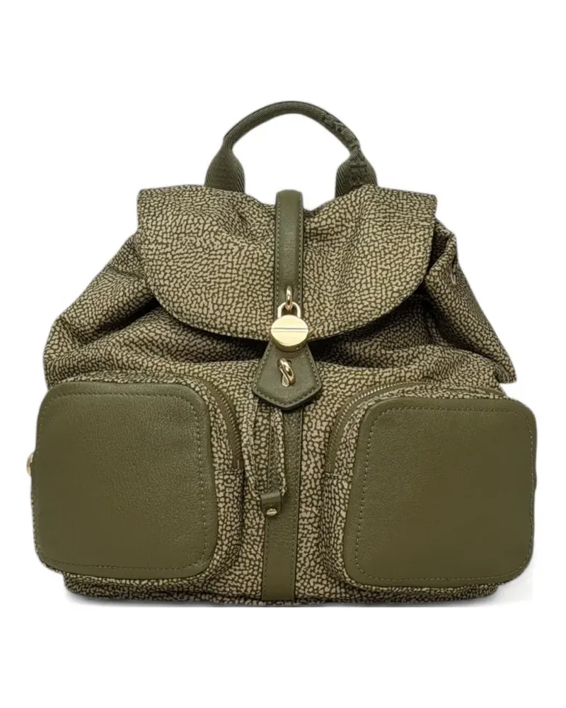 Borbonese flap-top printed backpack - Grün Grün