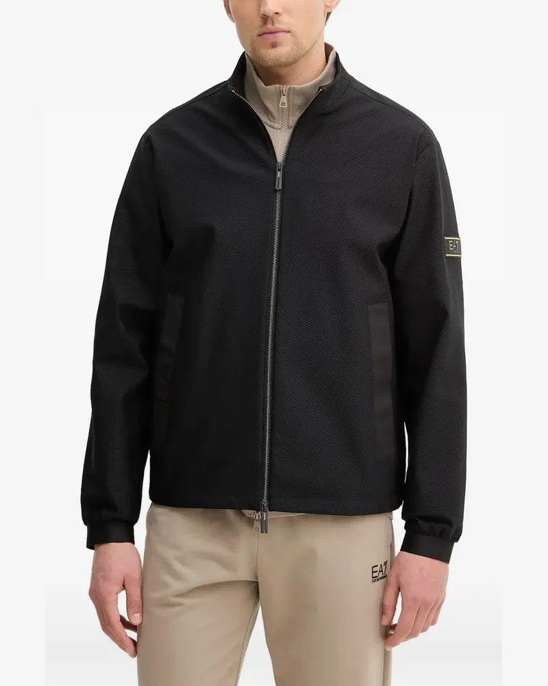 EA7 zipped geometric bomber jacket - Schwarz Schwarz