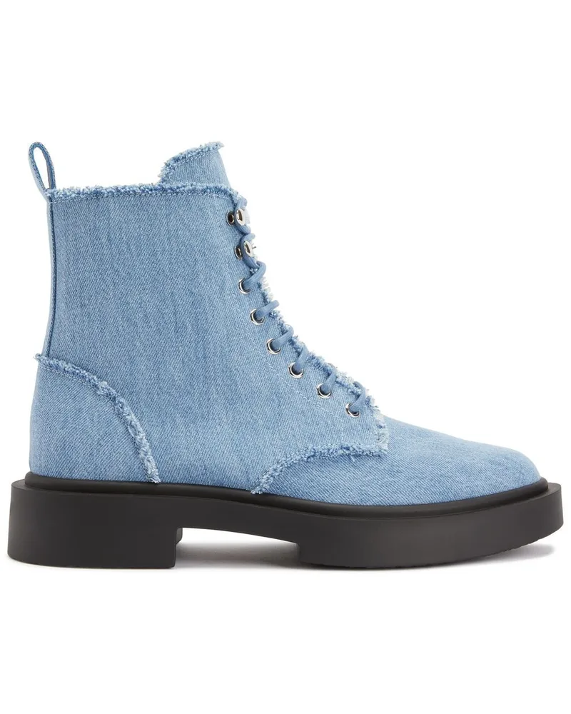 Giuseppe Zanotti Adric Schnürstiefel im Jeans-Look Blau