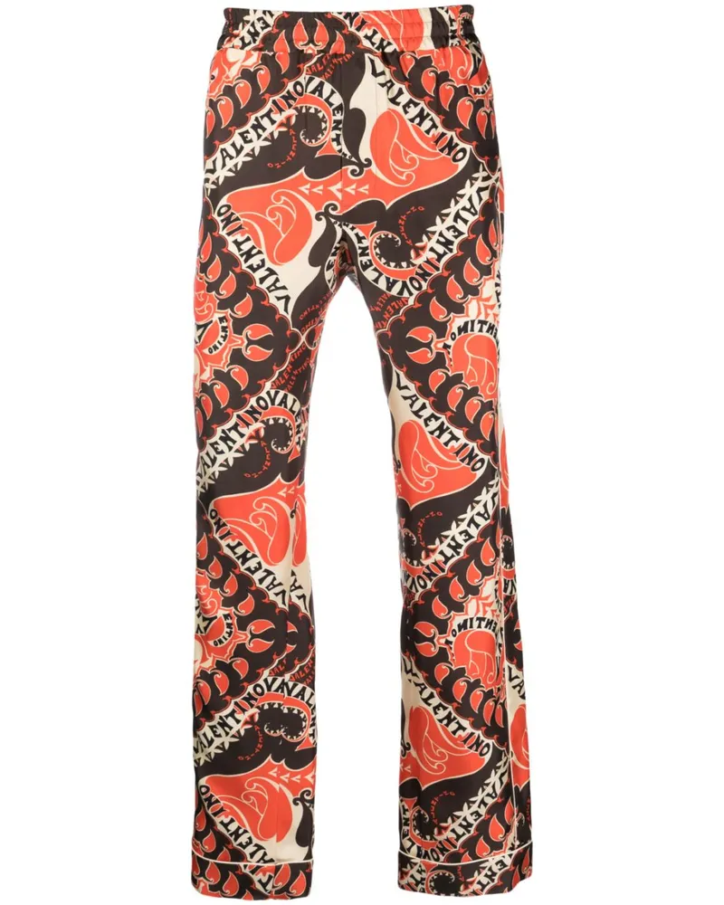 Valentino Garavani Pyjama-Hose mit abstraktem Print - Orange Orange