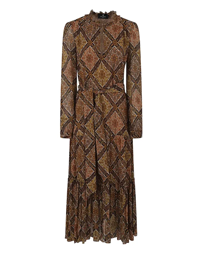 Etro ruffled floral-print dress - Braun Braun