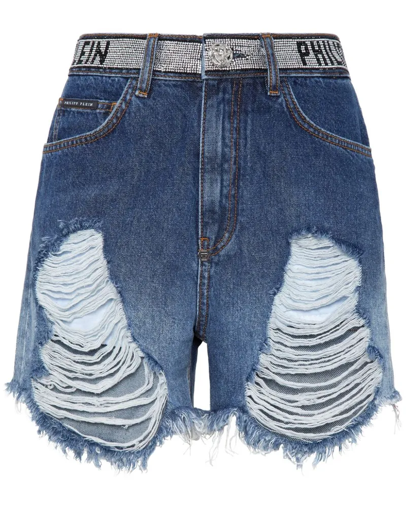 Philipp Plein Shorts im Distressed-Look - Blau Blau
