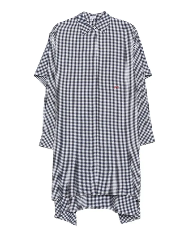 Loewe Drapiertes Hemdkleid mit Vichy-Karo - Blau Blau