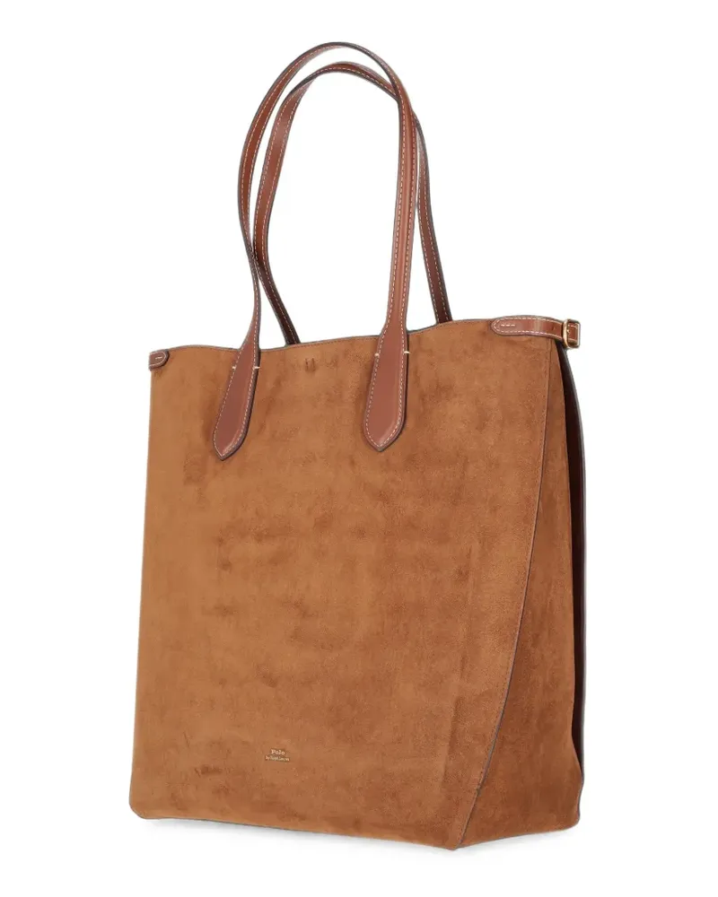 Ralph Lauren suede leather-trim tote bag - Braun Braun