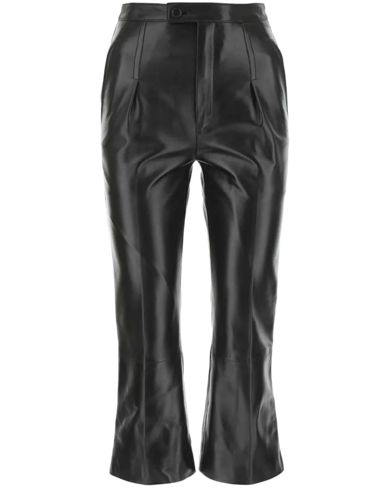 Saint Laurent Lederhose mit Bundfalten - Schwarz Schwarz