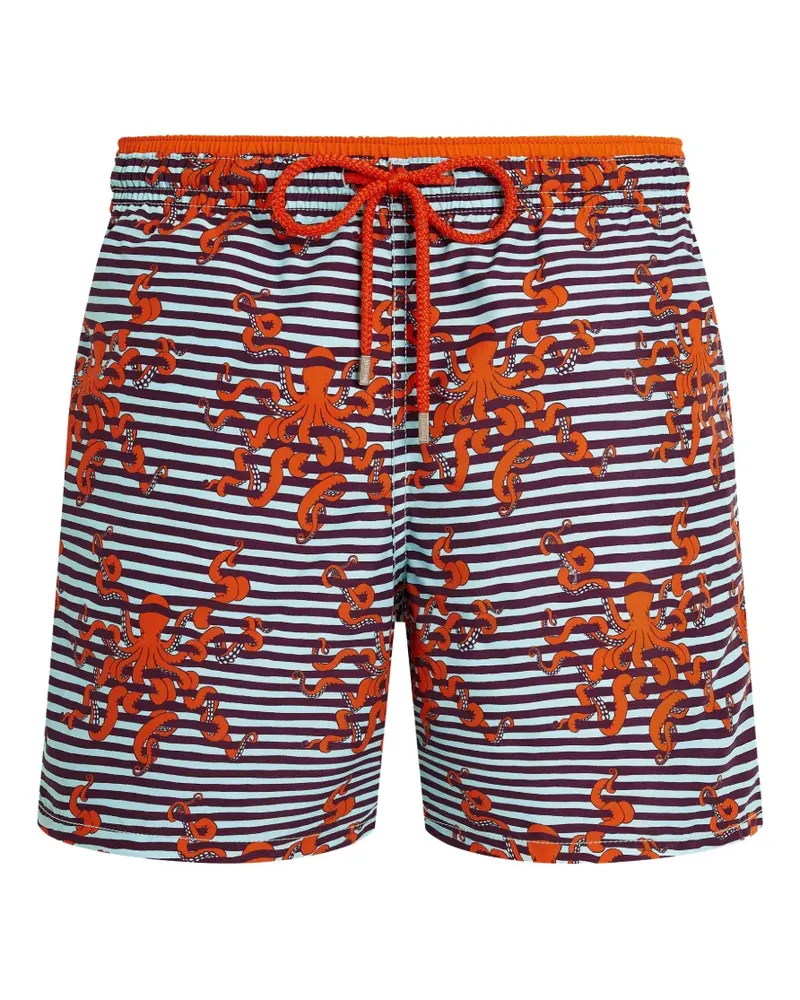 Vilebrequin Octopus in Stripes Badeshorts - Blau Blau