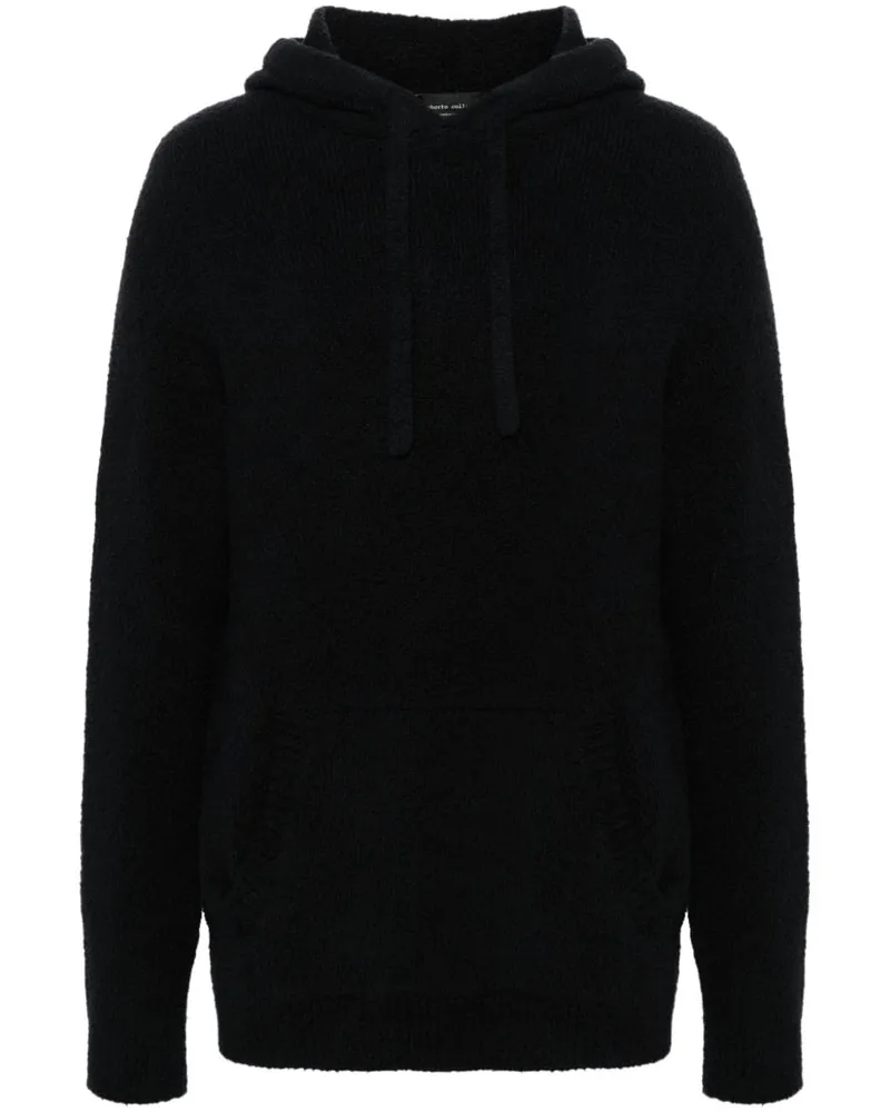 Roberto Collina Hoodie aus Bouclé-Strick Schwarz