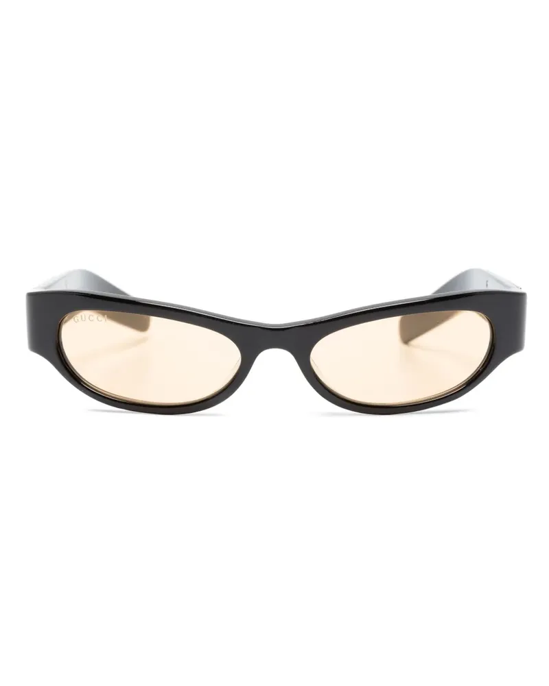 Gucci Sonnenbrille mit ovalem Gestell - Schwarz Schwarz