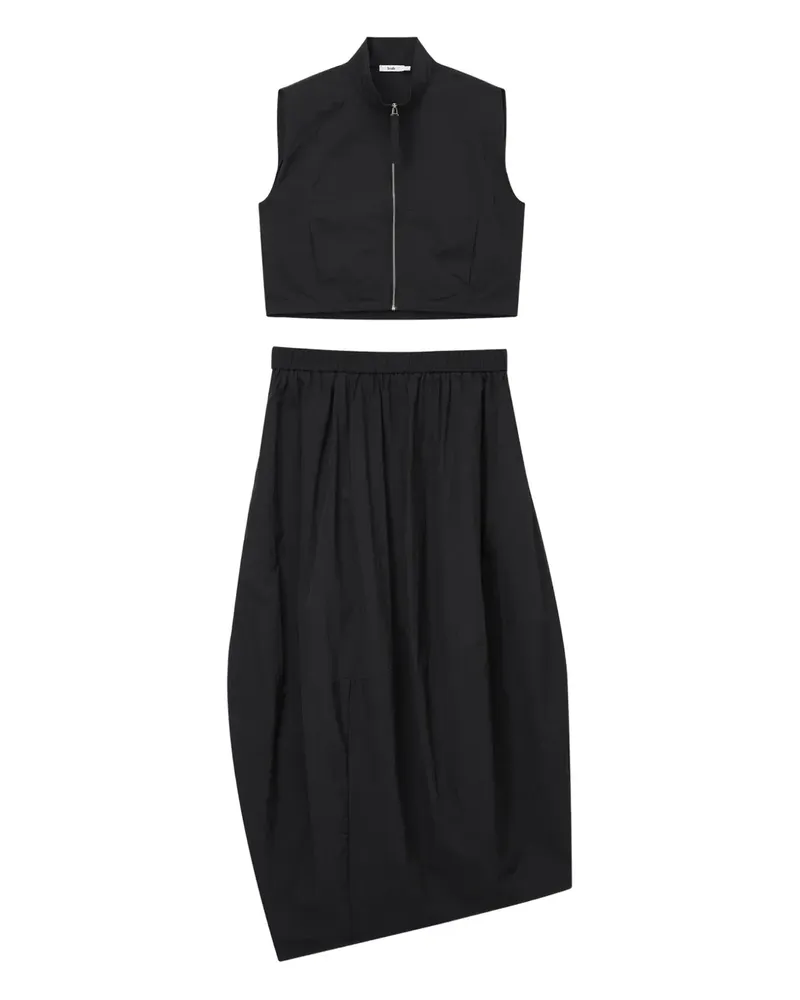 b+ab Asymmetrisches Co-ord-Set mit Reißverschluss - Schwarz Schwarz