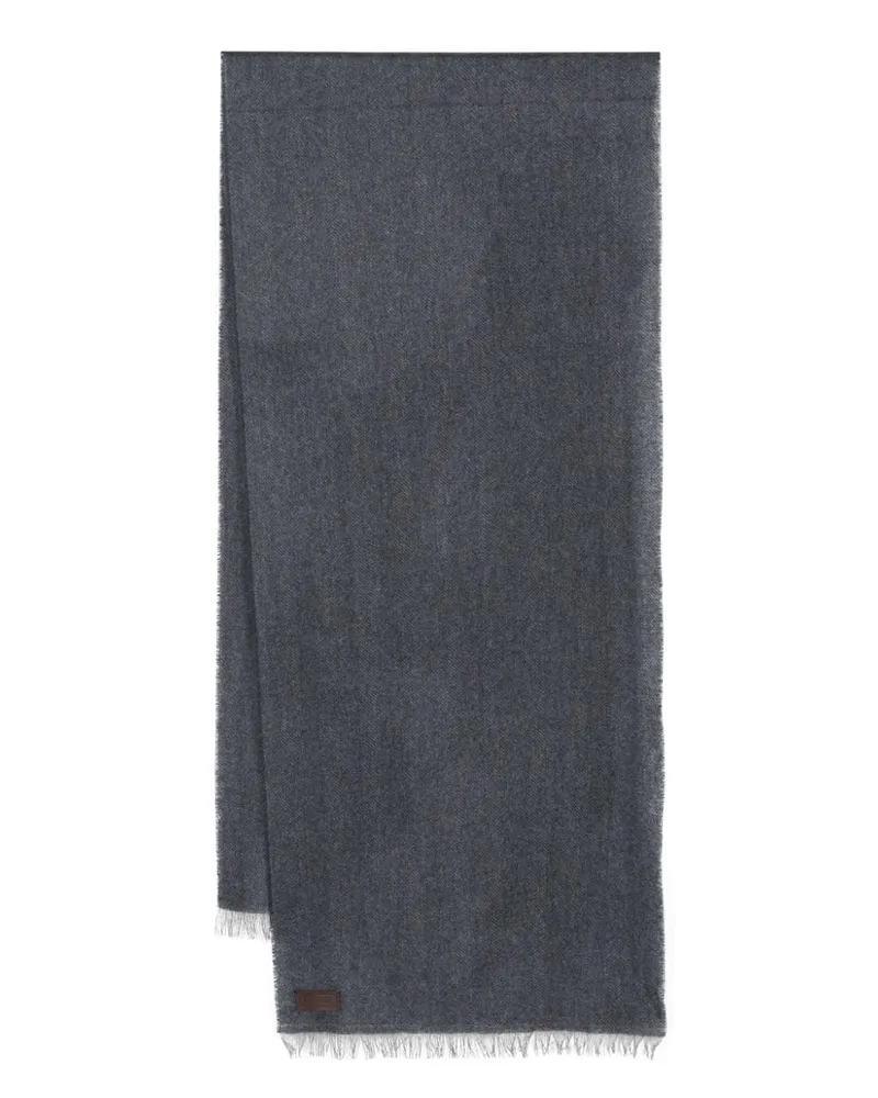 Canali Schal mit Fischgrätenmuster - Blau Blau