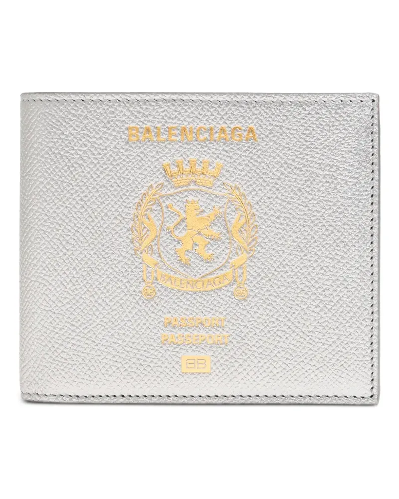 Balenciaga Gekörntes Leder-Portemonnaie - Silber Silber
