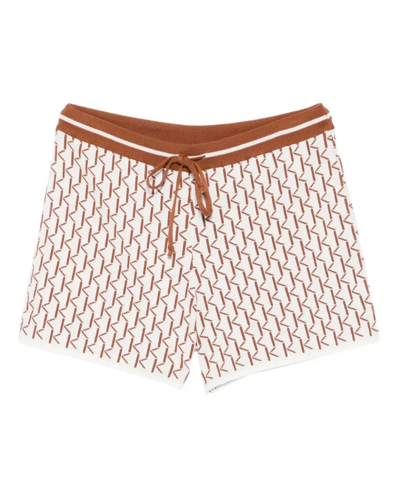 Kiton monogram-pattern knit shorts - Weiß Weiß