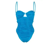 Geraffter Badeanzug - Blau