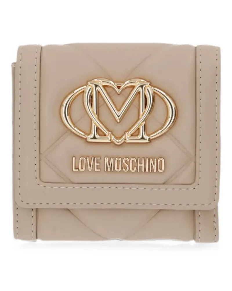 Moschino logo-plaque quilted wallet - Nude Nude