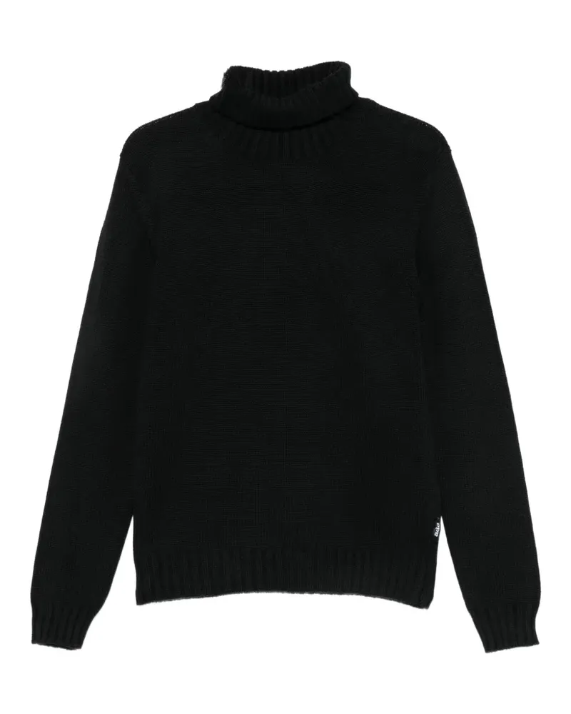 ADD Gerippter Rollkragenpullover - Schwarz Schwarz
