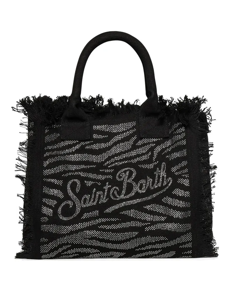 MC2 Saint Barth zebra-print frayed tote bag - Schwarz Schwarz