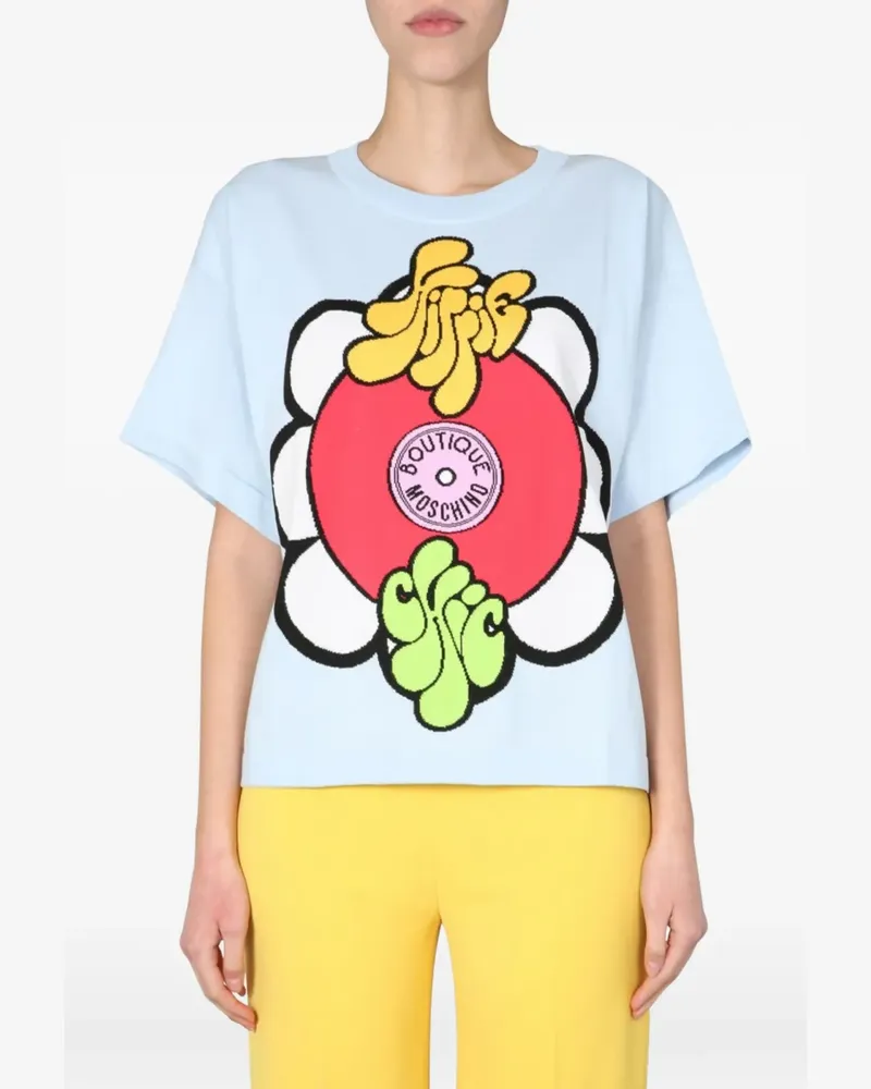 Moschino round neck print T-shirt - Blau Blau