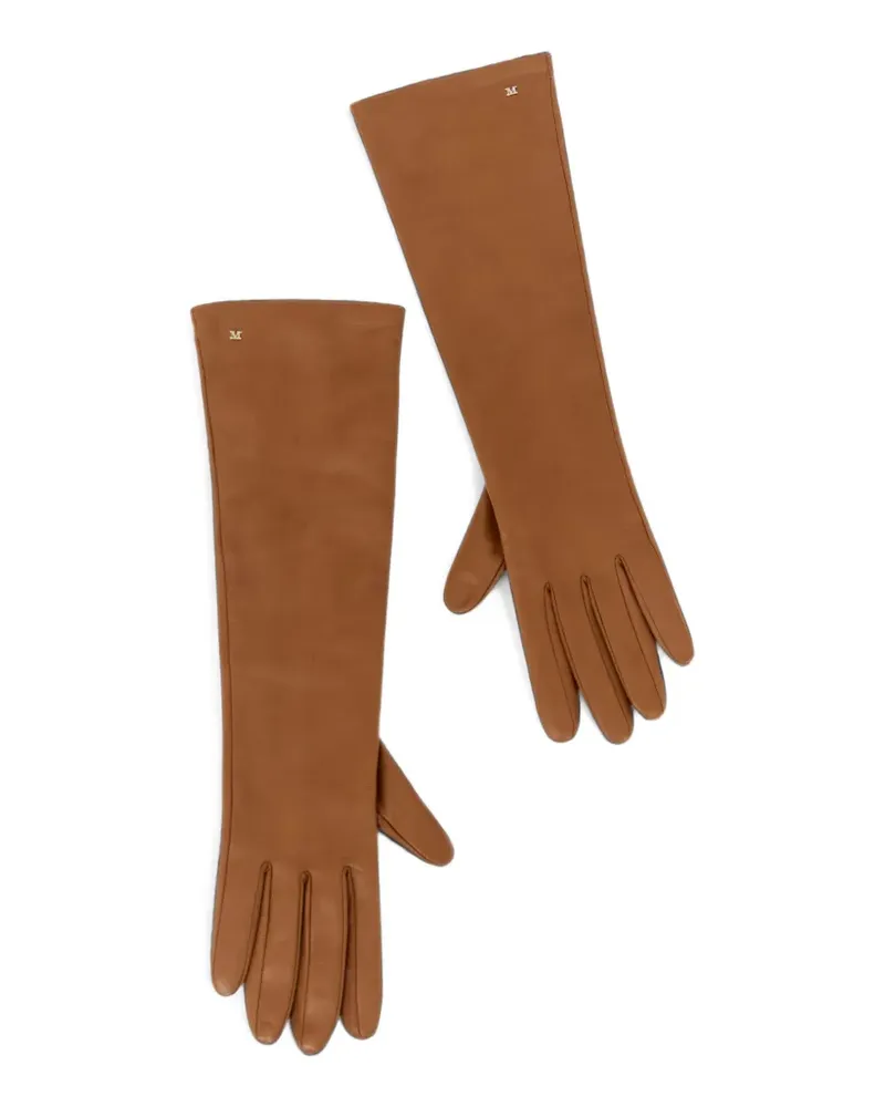 Max Mara Handschuhe aus Leder mit Logo-Schild - Braun Braun