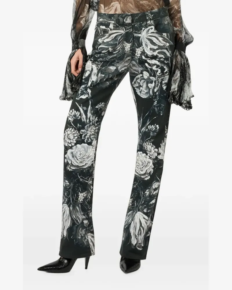 Roberto Cavalli Jeans mit Blumenprint - Schwarz Schwarz
