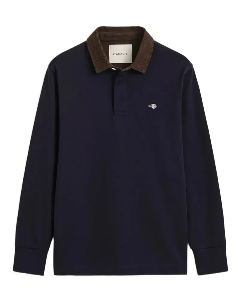 Gant corduroy-collar long-sleeve polo shirt - Blau Blau