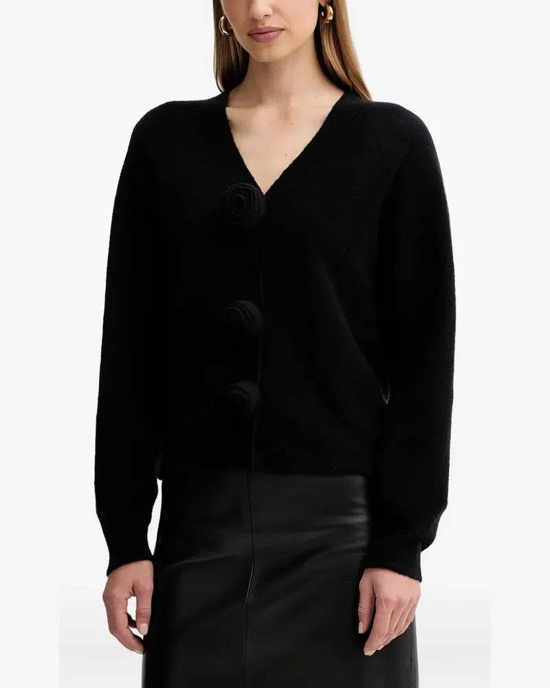 Liviana Conti Gabriela Cardigan mit Rosenknöpfen - Schwarz Schwarz