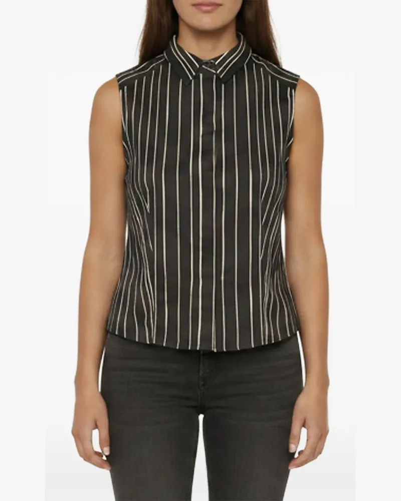 Alice + Olivia Gestreiftes Cropped-Hemd - Schwarz Schwarz