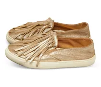 fringe-details slip-on suede sneakers - Gold