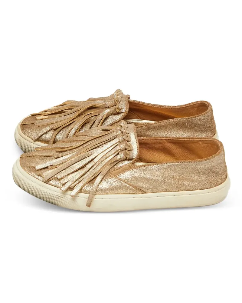 Tory Burch fringe-details slip-on suede sneakers - Gold Gold