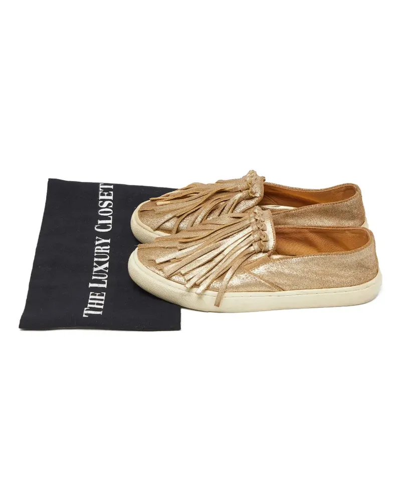 Tory Burch fringe-details slip-on suede sneakers - Gold Gold