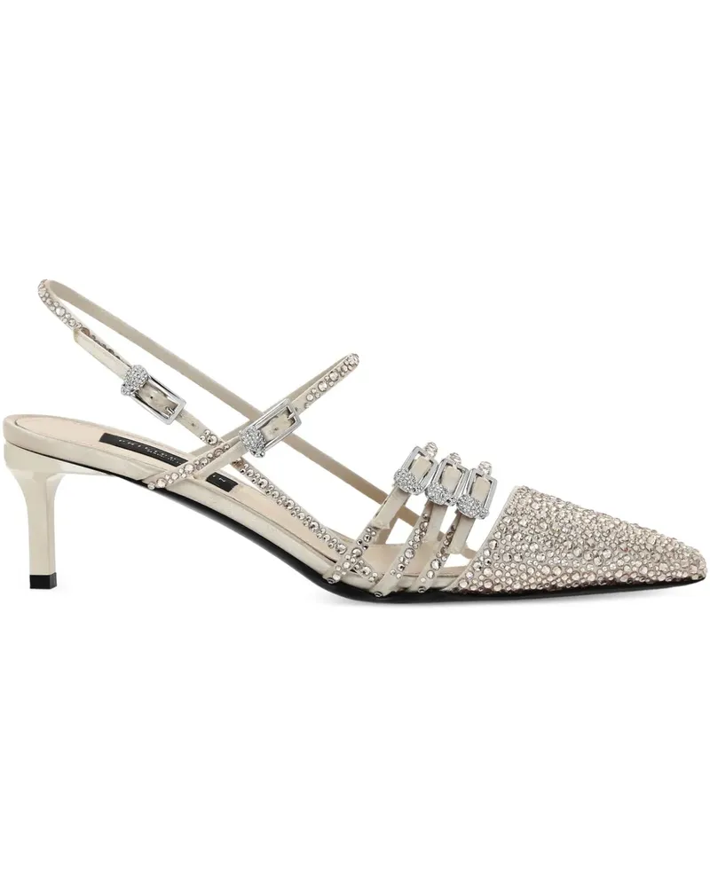 Philipp Plein Slingback-Pumps mit Strass - Nude Nude